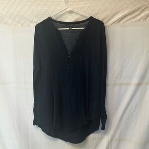 Lucky Brand Black Buttoned Relaxed Blouse